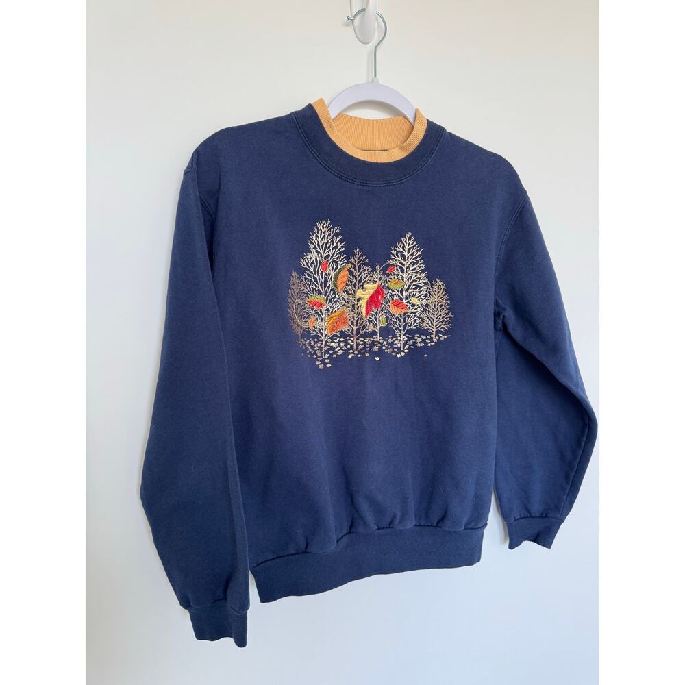 Vintage Fall Double Collar Crewneck Grandma Core Sweatshirt